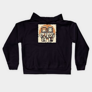 Two Astronaut Cats Kids Hoodie